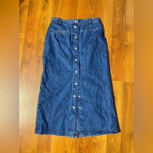 TOMMY HILFIGER vintage retro denim button front long blue jean skirt size 10